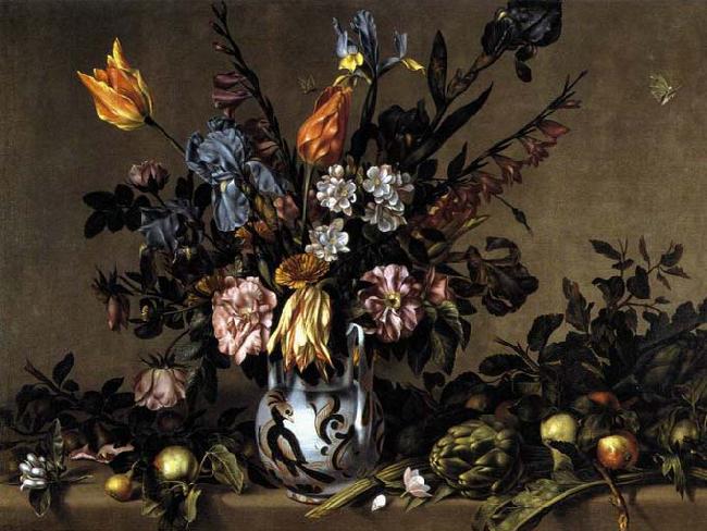 Antonio Ponce Still-Life with Flowers, Artichokes and Fruit oil painting image